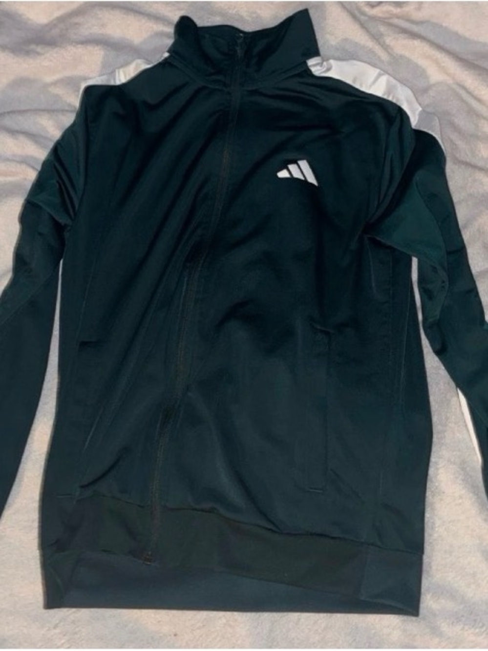 Adidas Green Track Zip Jacket with White Shoulder Stripe